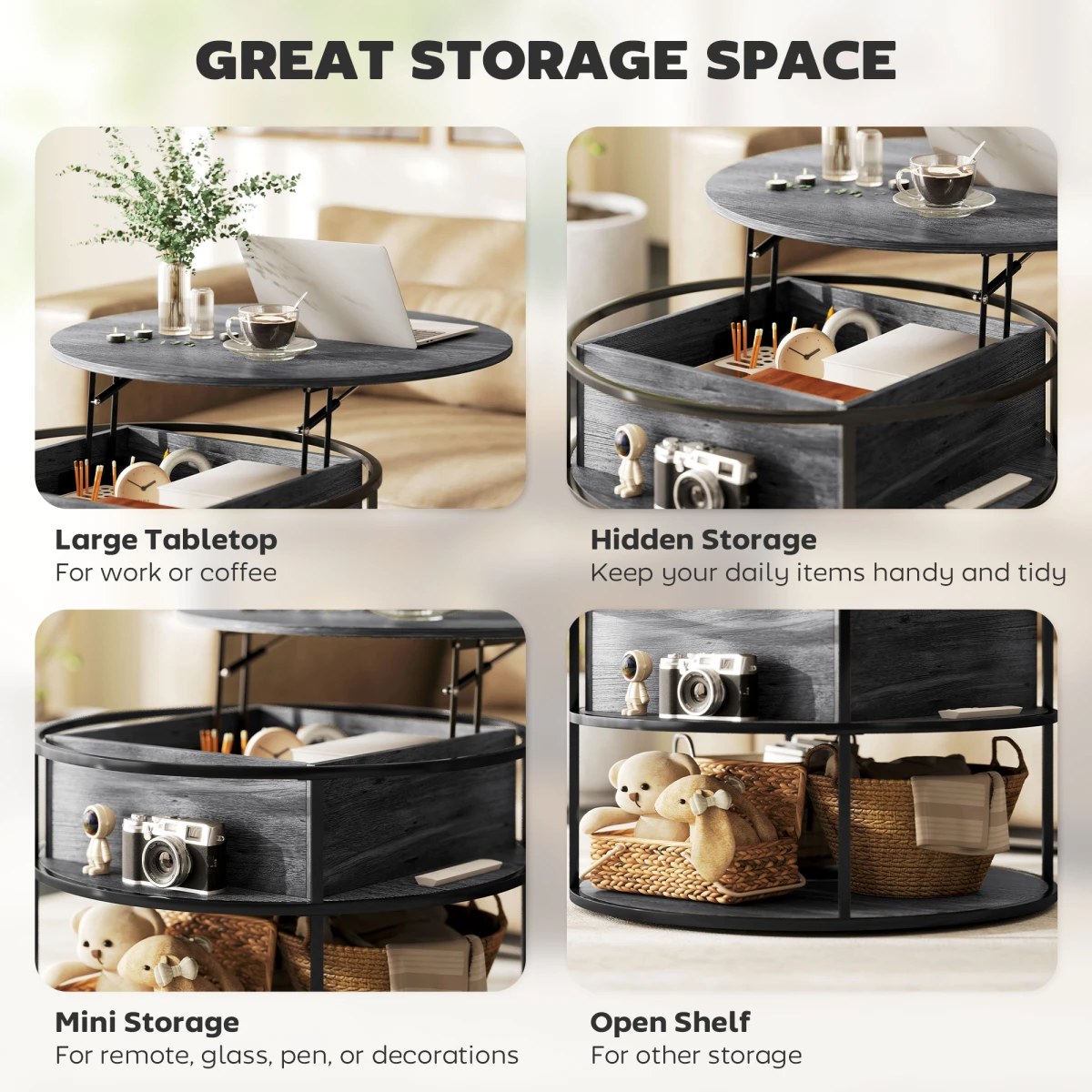 N/A Premium LiftTop Coffee Table 40cm Storage LR - Coffee Table