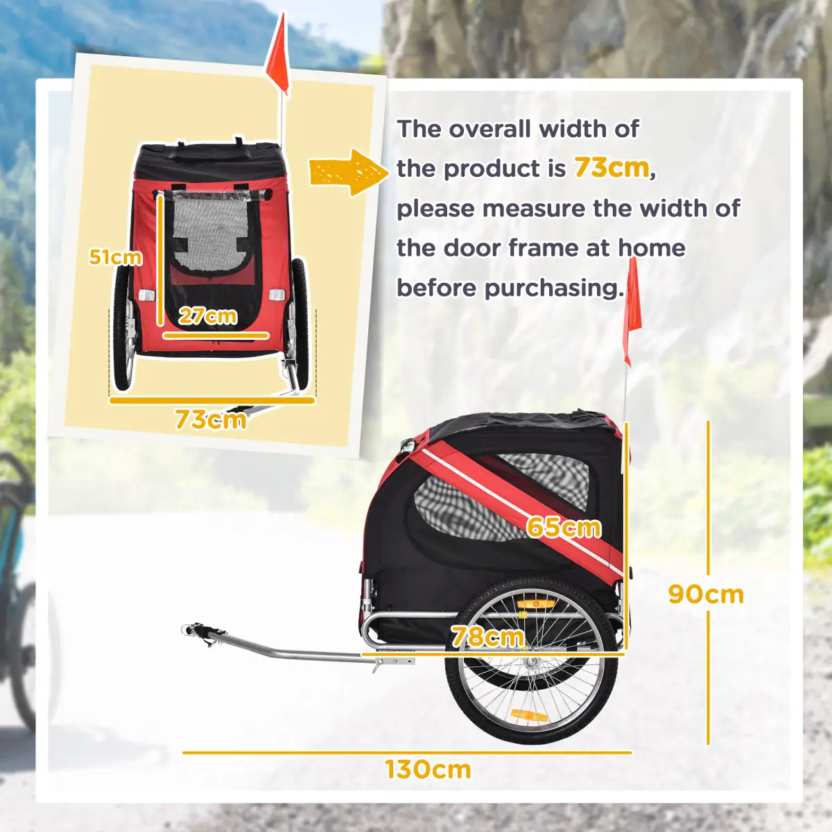 Pawhut Pet Bicycle Trailer Dog Cat Bike Carrier Water Resistant W/ Hitch Coupler Red - Pet Carrier