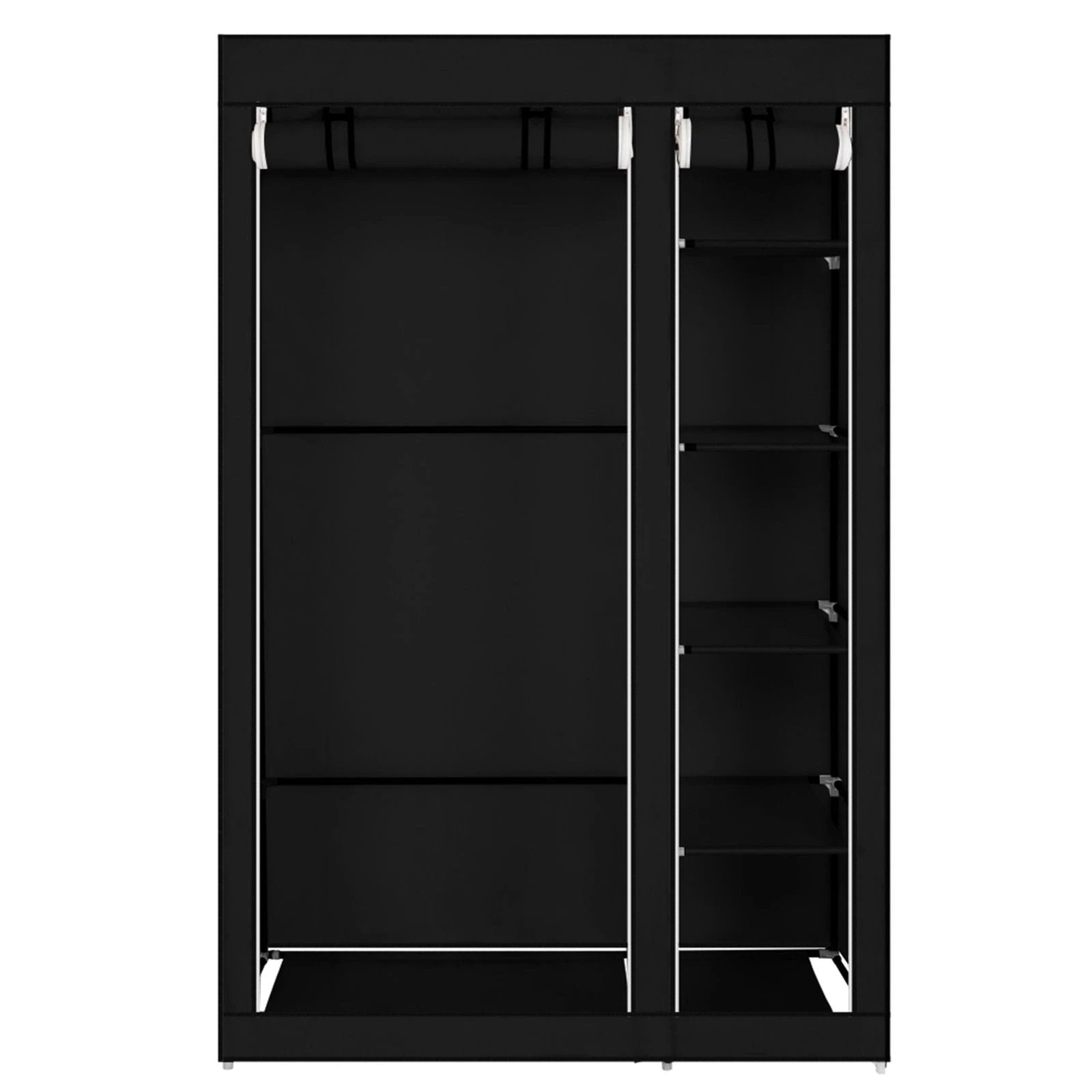 67" Portable Clothes Closet Wardrobe with Non-woven Fabric and Hanging Rod Quick and Easy to Assemble Black by N/A