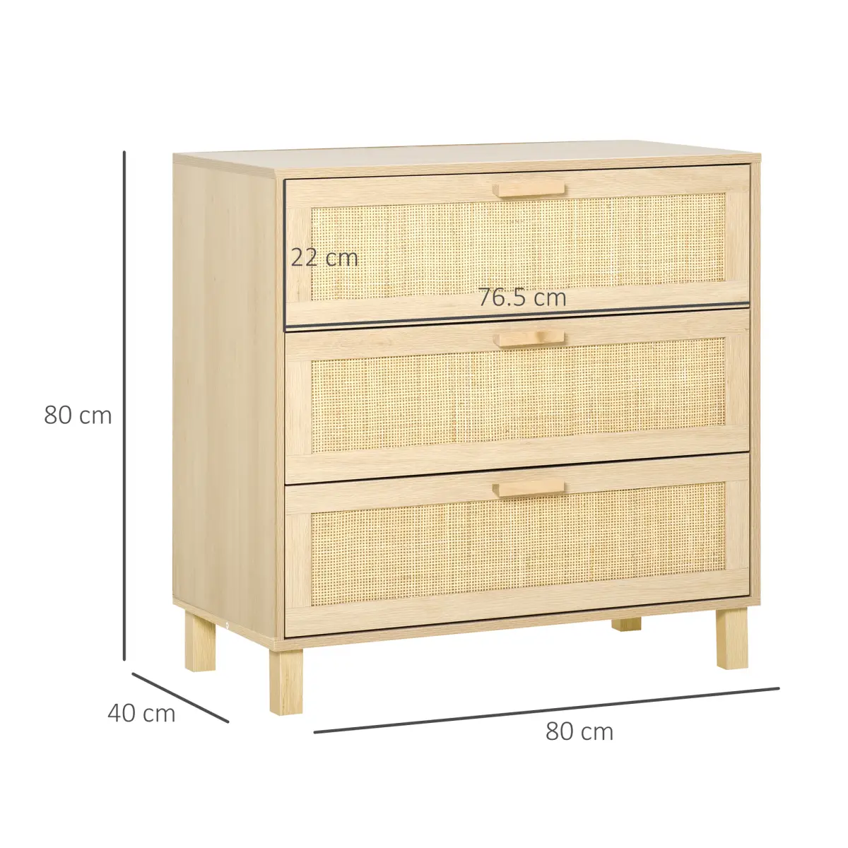 Unbranded 3 Drawer Cabinet Storage Cupboard Wooden Freestanding Organiser Unit Bedroom - Sideboard