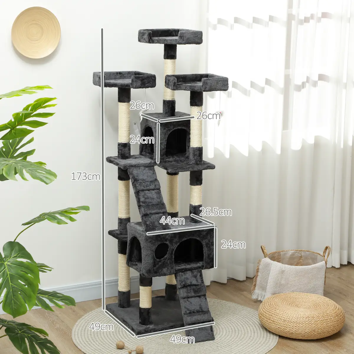 PawHut PawHut Cat Tree Scratcher Activity Centre, Condo Scratching Post Toy Bed - Cat Tree