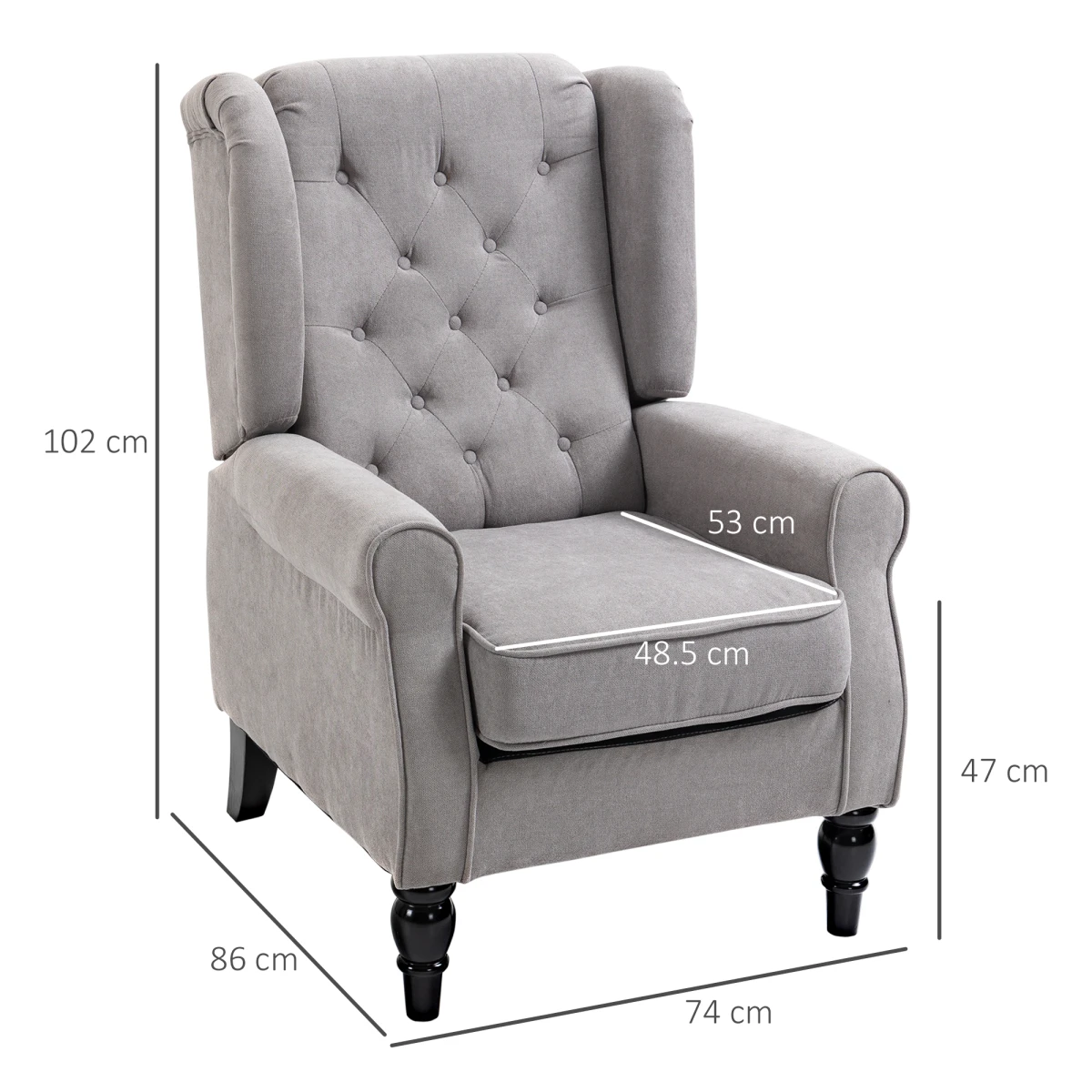 Unbranded Retro Wingback Accent Chair Medium Wood Frame Living Room - Armchair