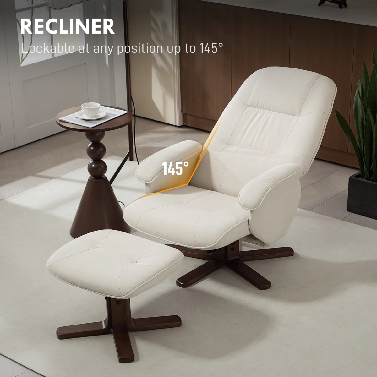 HOMCOM HOMCOM Swivel Recliner Chair Size M With Footstool For Rest - Recliner