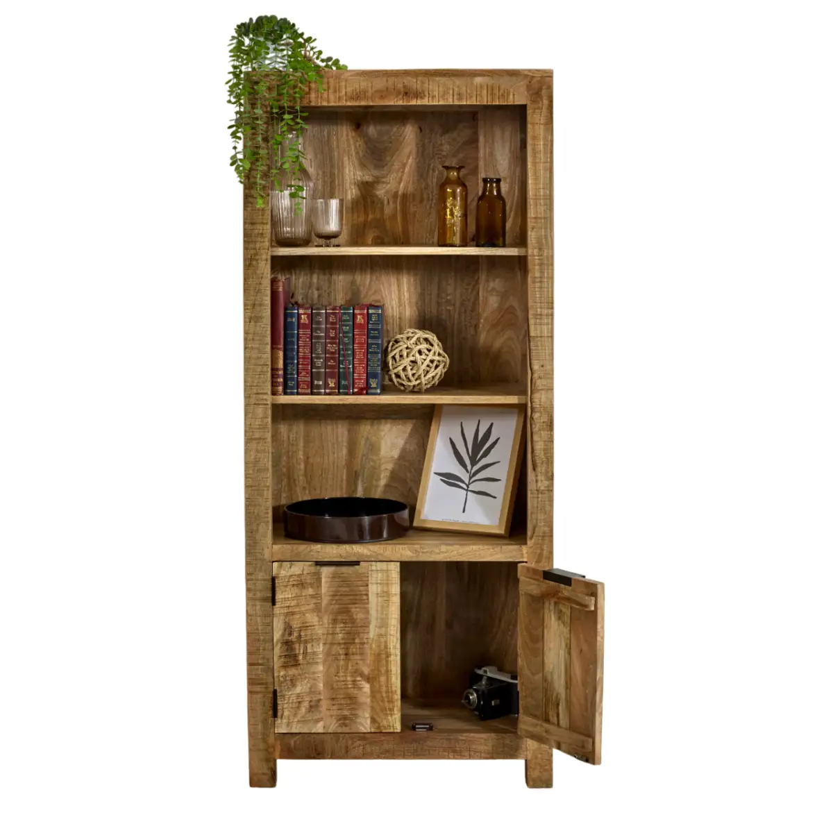 Indian Hub Surrey Solid Wood Bookcase With Doors - Bookcase