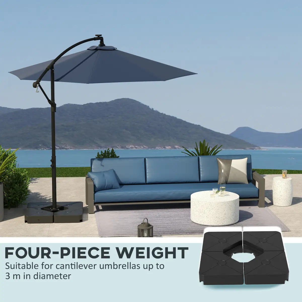 Outsunny Outsunny Umbrella Weights for Offset Parasols, 64kg Sand/55kg Water Filled - Parasol