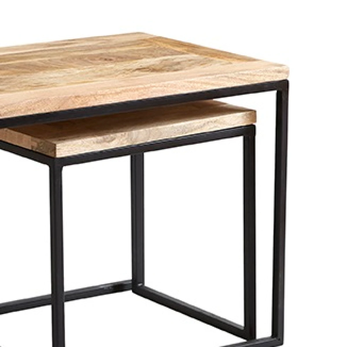 Cosmo Industrial Long Coffee Table Eco Friendly Mango Wood With Reclaimed Metal For Modern Living Rooms by Indian Hub