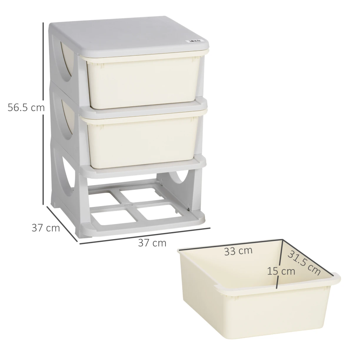 Homcom HOMCOM Kids Storage Unit Three Drawer Stable Base - Chest of Drawers