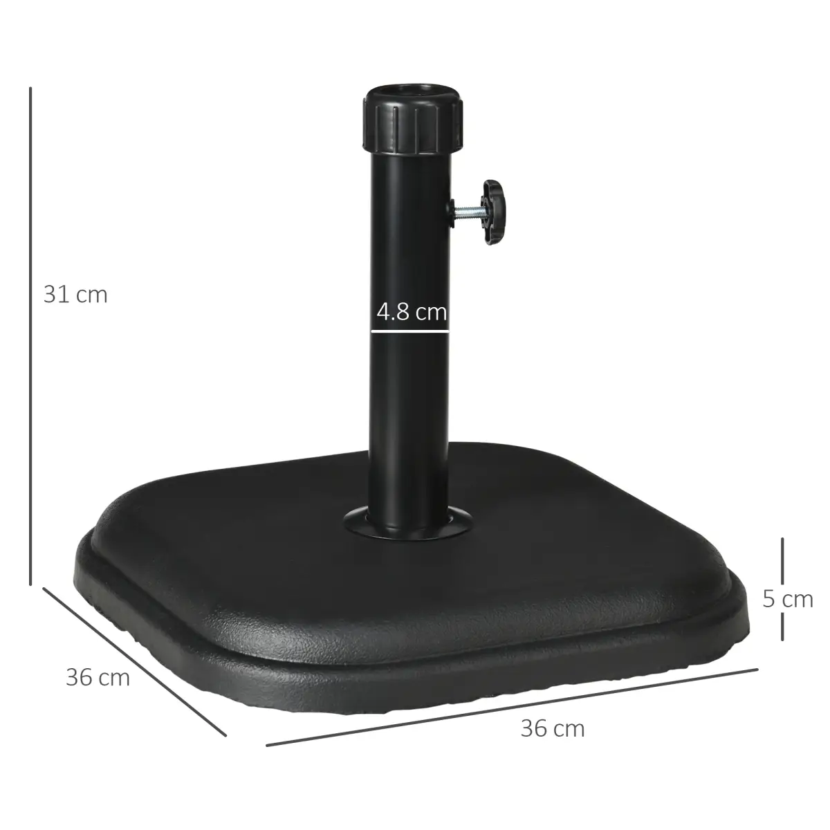Outsunny 11kg Concrete Garden Parasol Base, Square Outdoor Table Umbrella Stand Holder - Parasol