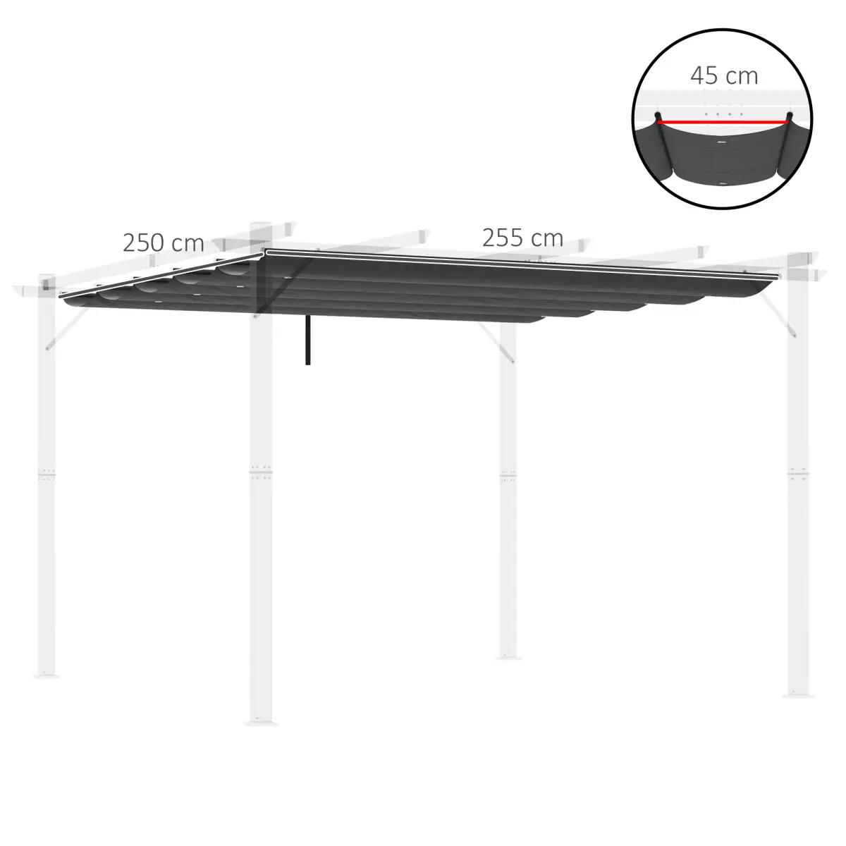 Outsunny Pergola Shade Cover for 3 x 3m Pergola, Replacement Canopy Fabric Only, Grey - Gazebos