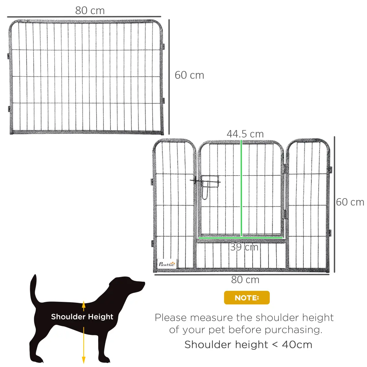 PawHut Heavy Duty Dog Pen with 2 Doors, 16 Panels Dog Playpen Puppy Pen, 60H cm - Pet Playpen