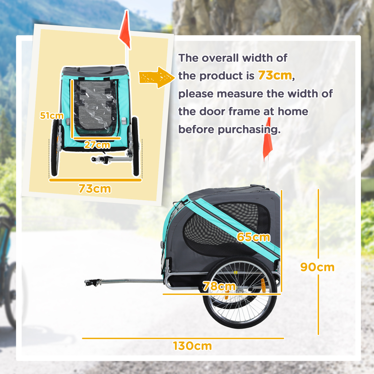 Pet Bicycle Trailer Dog Cat Bike Carrier Water Resistant W/ Hitch Coupler Green - from Pawhut
