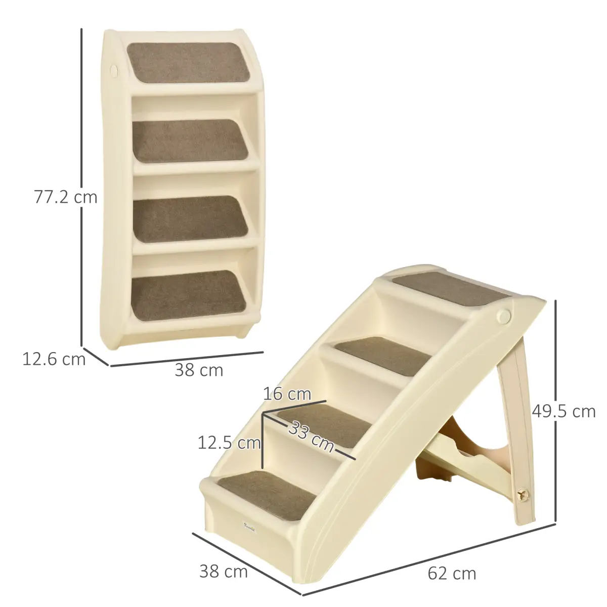 Unbranded Portable Dog Steps for Bed, Sofa Non-Slip Pet Stairs for Cats, Dogs - Beige - Dog Steps