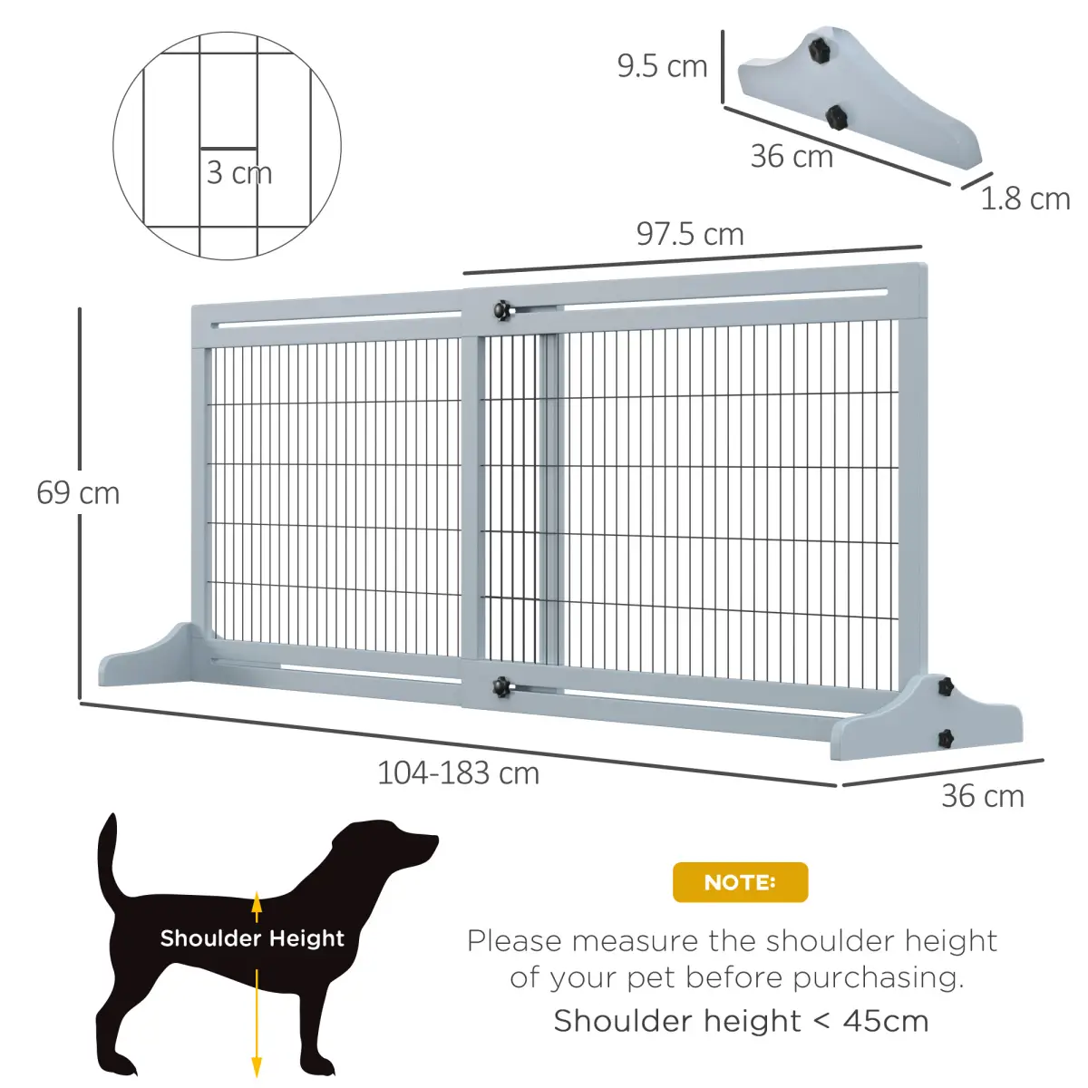 Unbranded Adjustable Wooden Pet Gate Freestanding Dog Barrier for Doorway, Grey Pawhut - Pet Gate