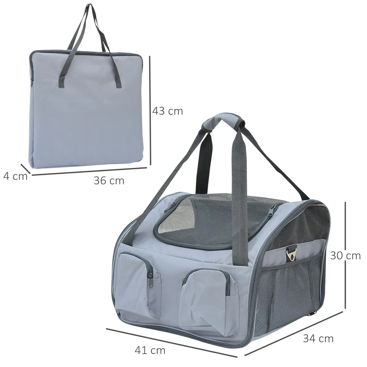 Pawhut Pets Carrier Folding Bag Car Seat Cat Dog Puppy Portable Travel Cage Mesh Holder - Pet Carrier