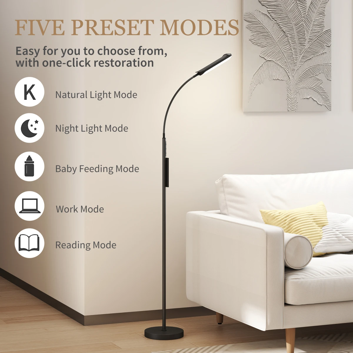 HOMCOM HOMCOM LED Floor Lamp with Magnetic Remote Control for Living Room - Lamp