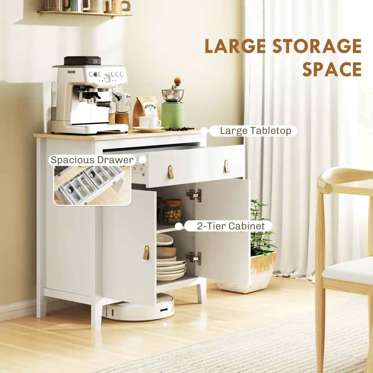 HOMCOM HOMCOM Sideboard with Drawer, Adjustable Shelf for Living Room, White - Sideboard