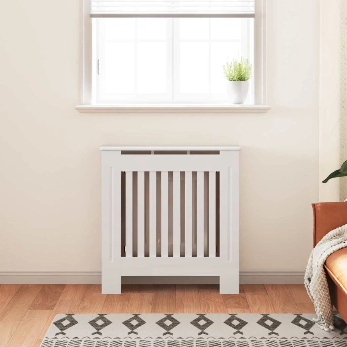 vidaXL vidaXL Radiator Cover 78 By 19 By 81.5 Cm Engineered Wood White Finish For Living Room Decor - Radiator