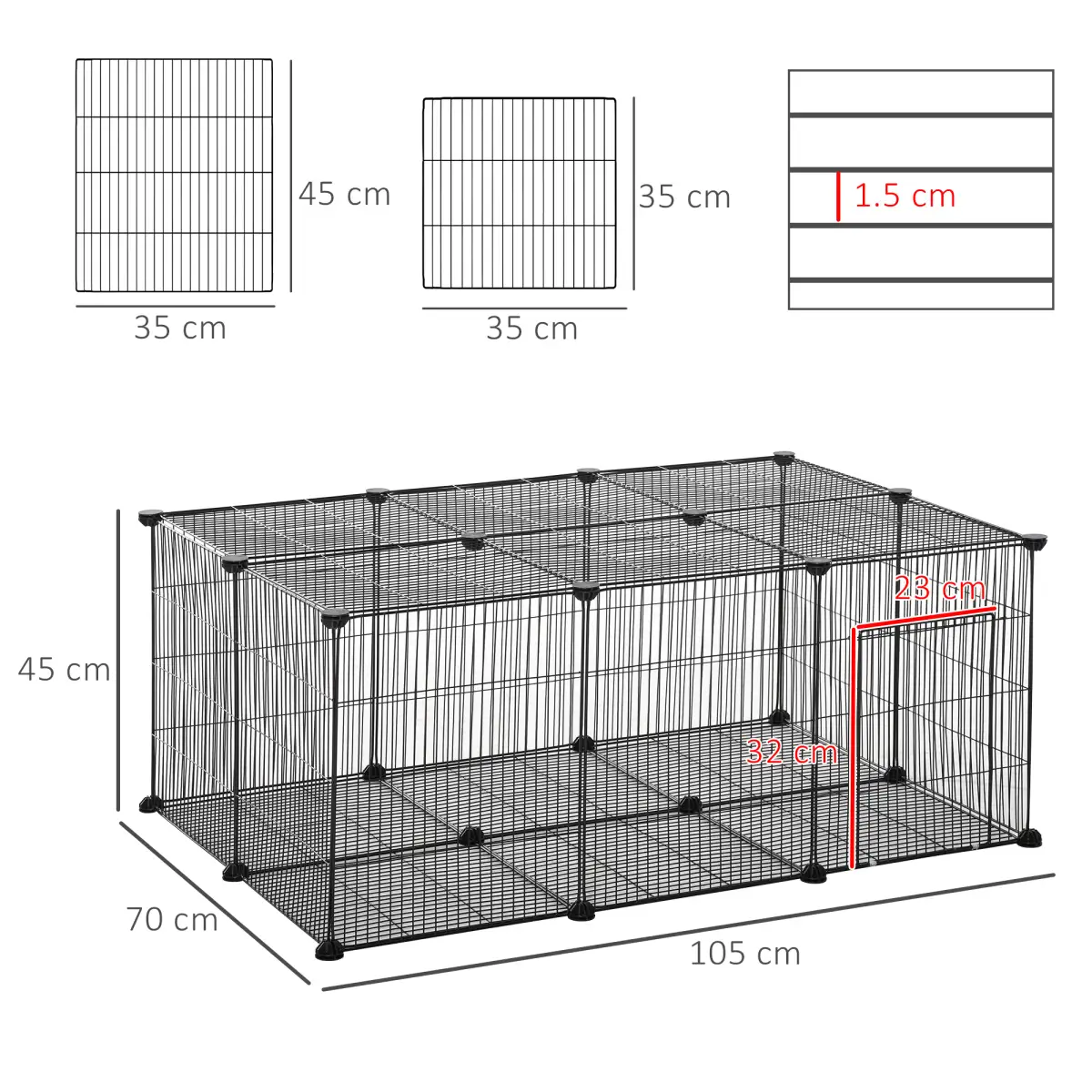 Unbranded DIY Pet Playpen Cage 22 Piece w/Door Bunny Chinchilla Guinea Pig Pawhut - Pet Playpen