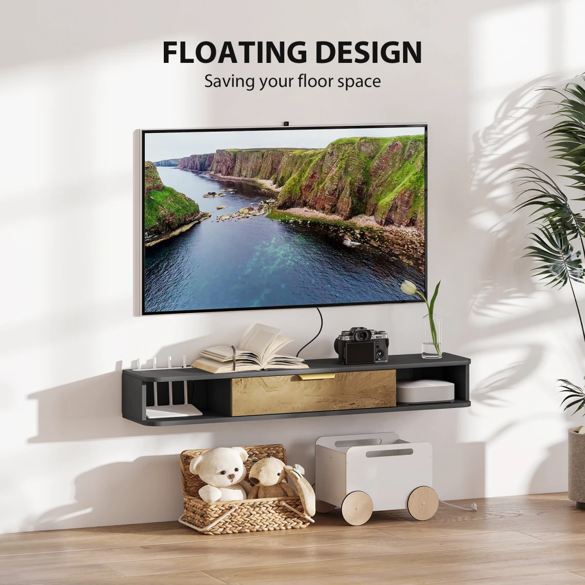 HOMCOM TV Console 120 cm with Cable Holes for Living Room - TV Unit