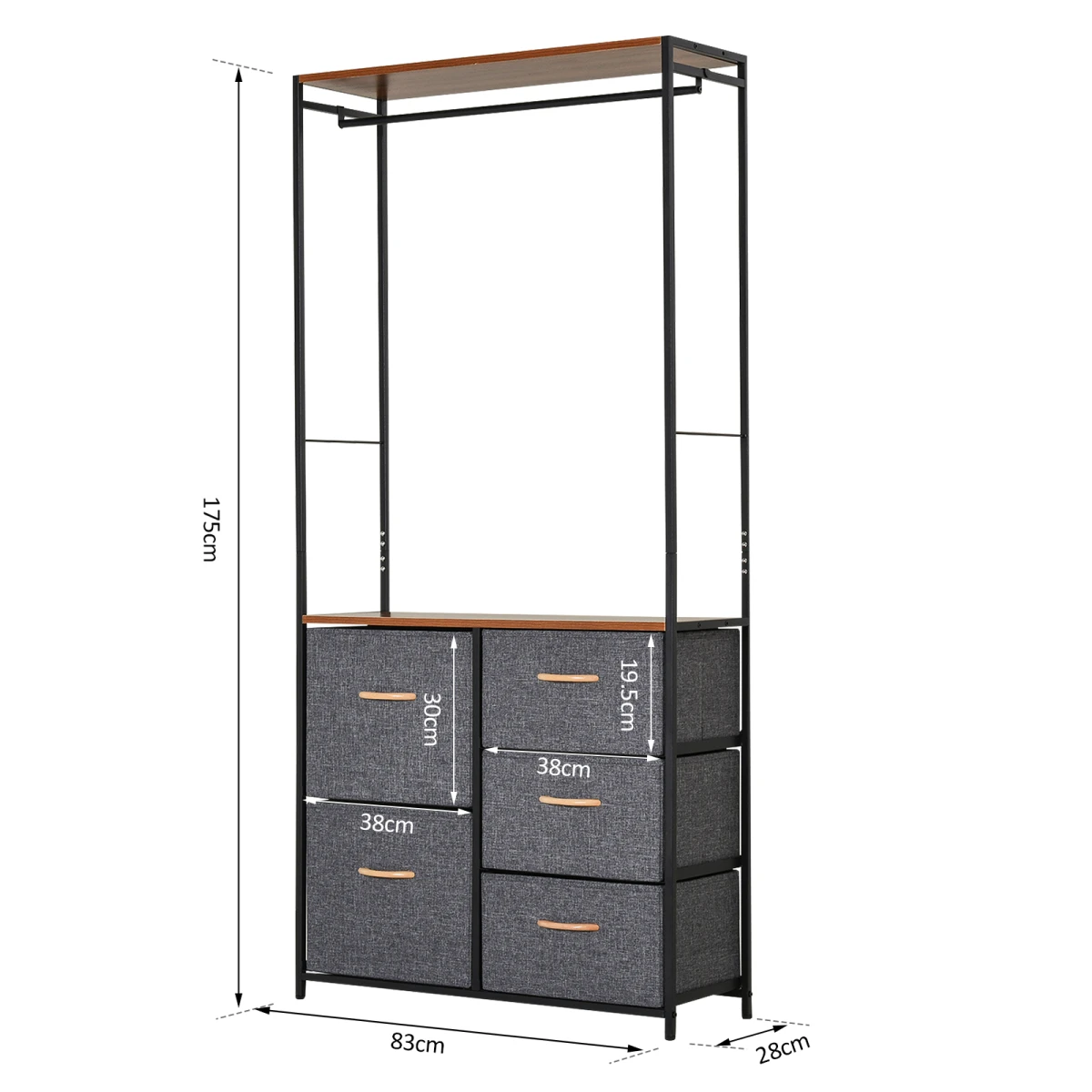 SteelBlack Clothes Storage Freestanding 175x83cm for Home by HOMCOM
