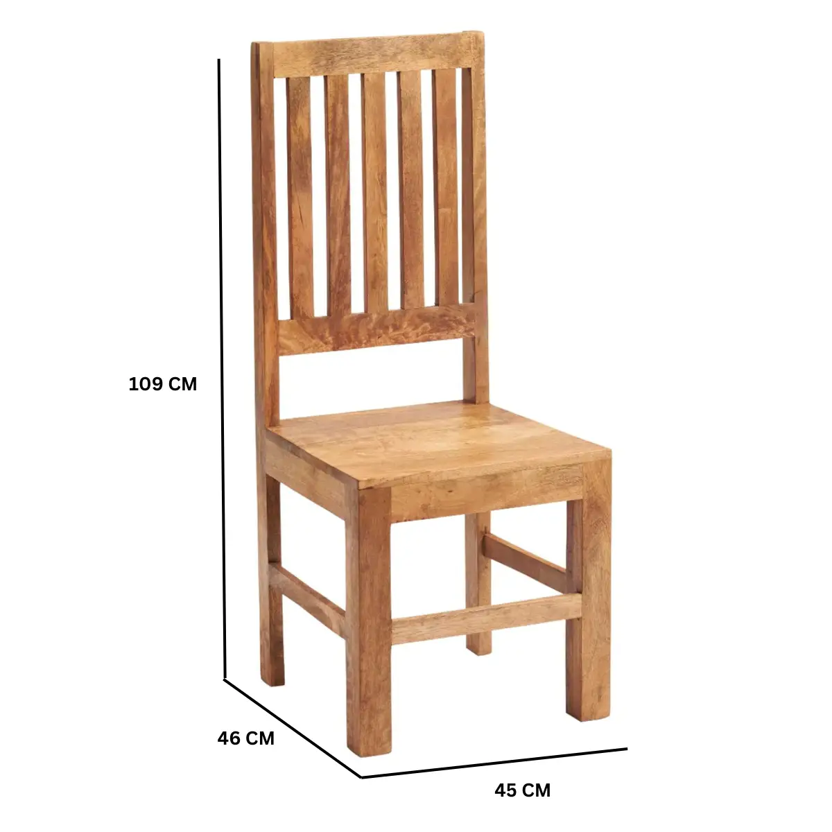 Indian Hub Toko Light Mango Slat Back Chair (Set of 2) - Wooden Chairs