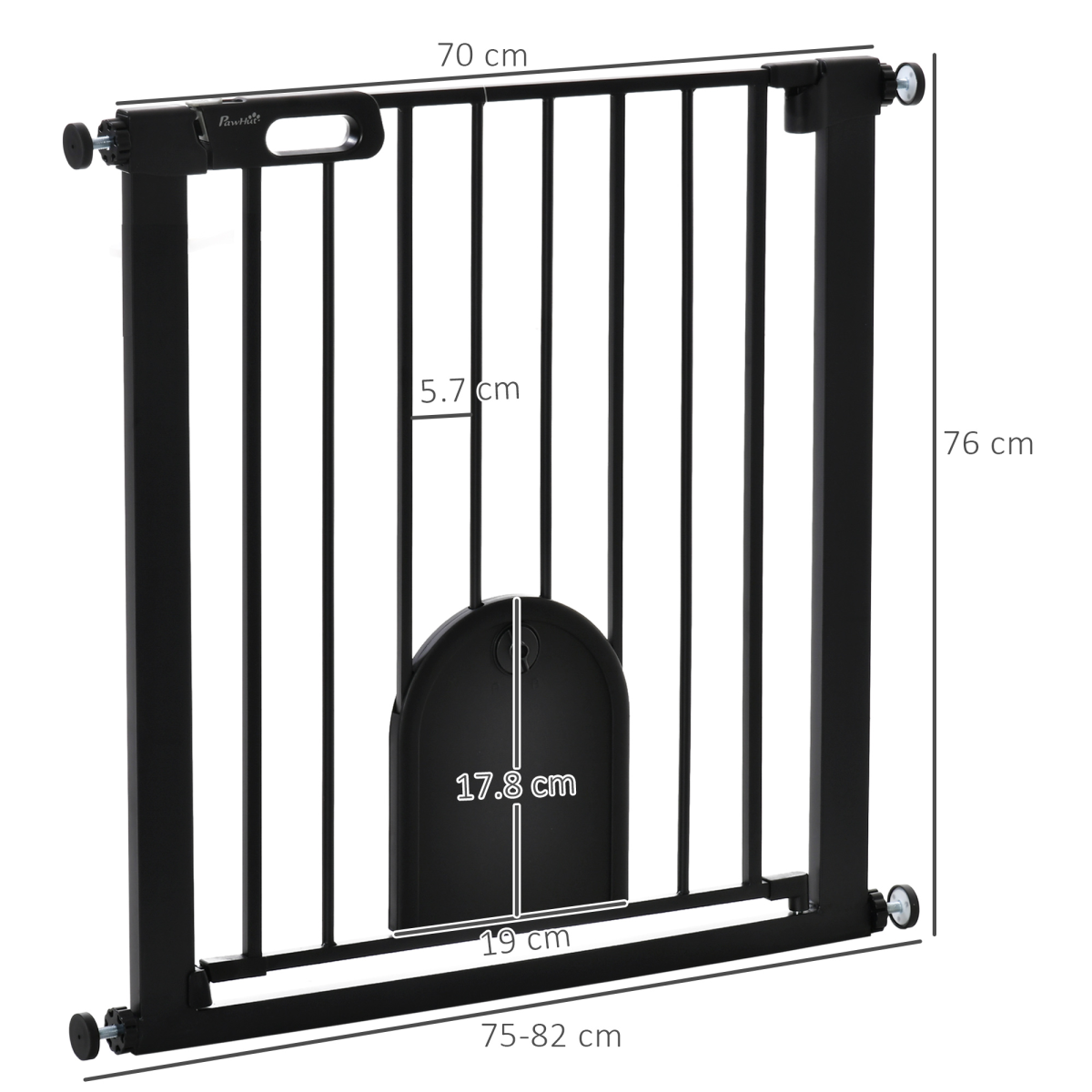 75-82 cm Pet Safety Gate, Stair Pressure Fit, Auto Close, Double Locking, Black - from Unbranded