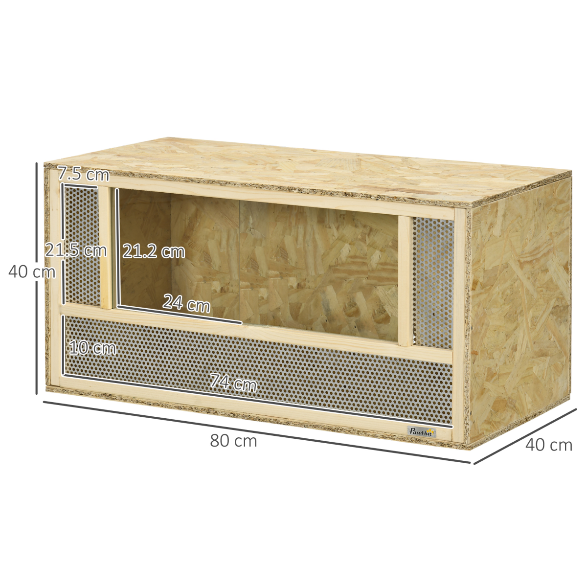 PawHut 80cm Reptile Terrarium Vivarium w/ Glass Sliding Doors, Breathable Mesh - from PawHut