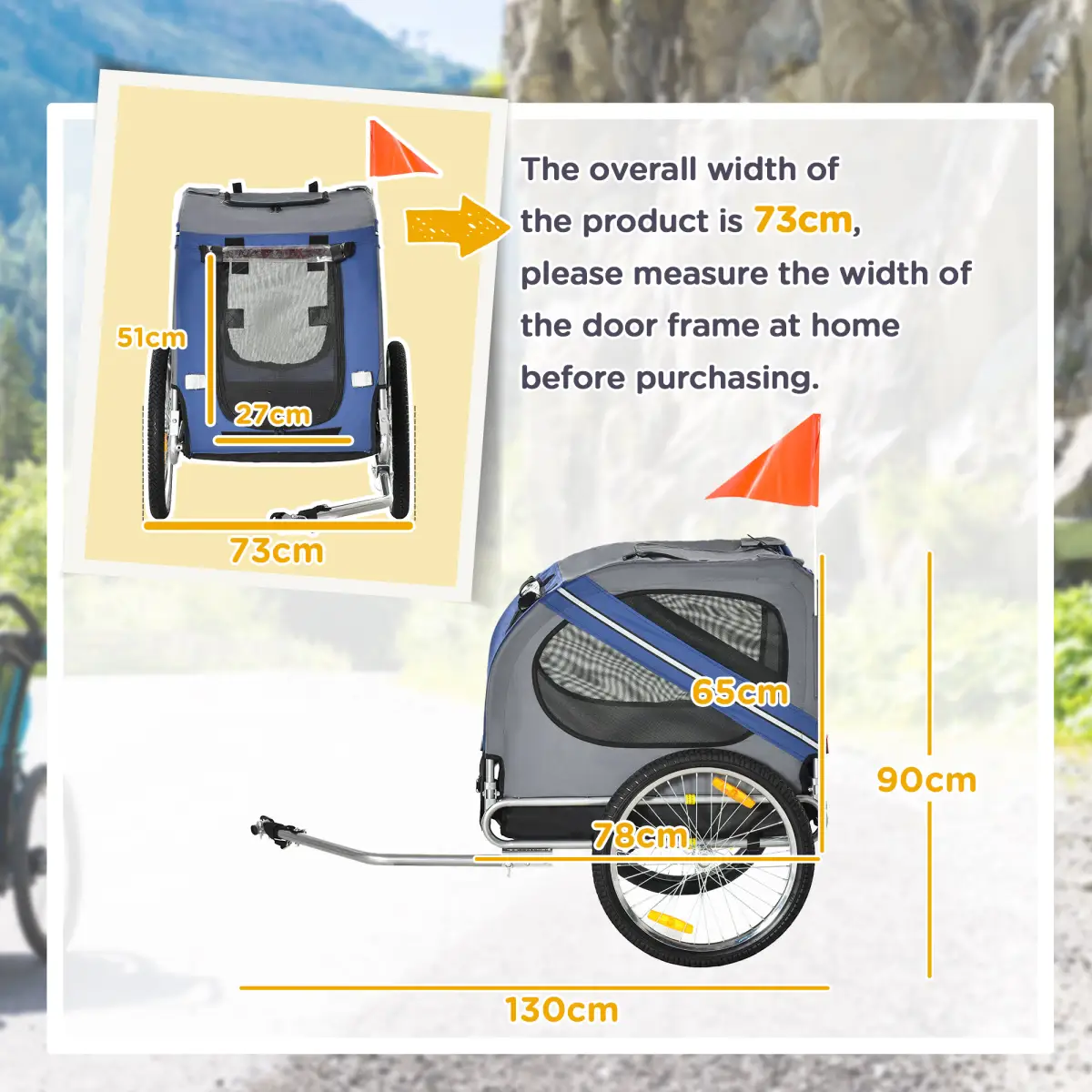 Pawhut Pet Bicycle Trailer Dog Cat Bike Carrier Water Resistant W/ Hitch Coupler Blue - Pet Carrier