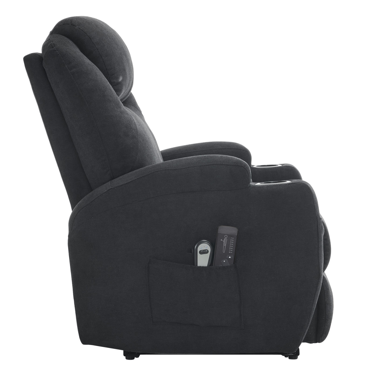 Electric Recliner Chair with 2-Point Massage & Heating, Black Fabric Indoor Functional Chair, 120kg Weight Capacity, Adjustable Reclining Chair for Living Room - from N/A