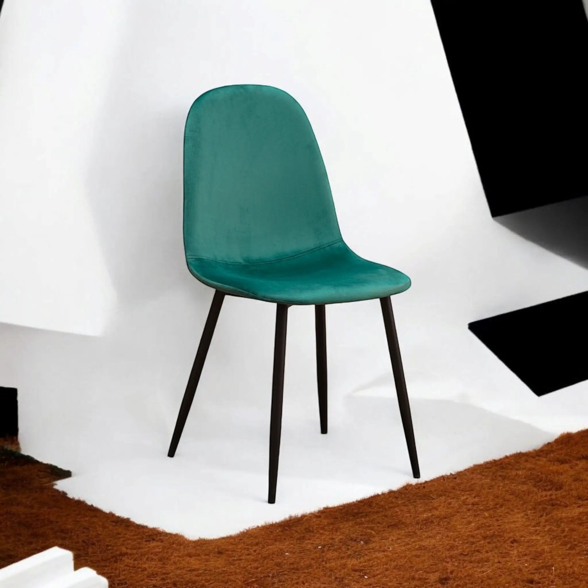 MSL GREEN FABRIC CHAIR BLACK METAL LEGS - Dining Chairs