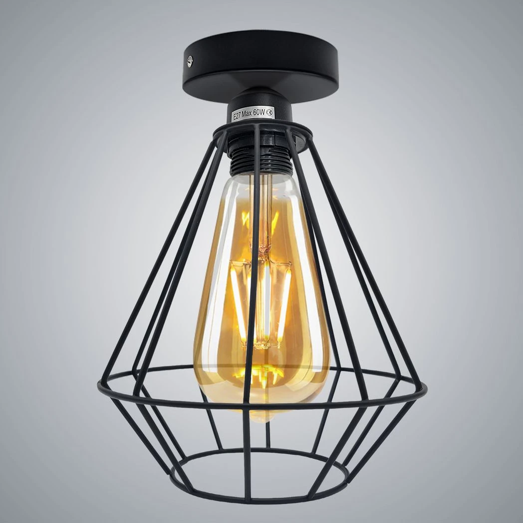 Industrial Wire Cage Ceiling Light E27 Holder by Un-branded