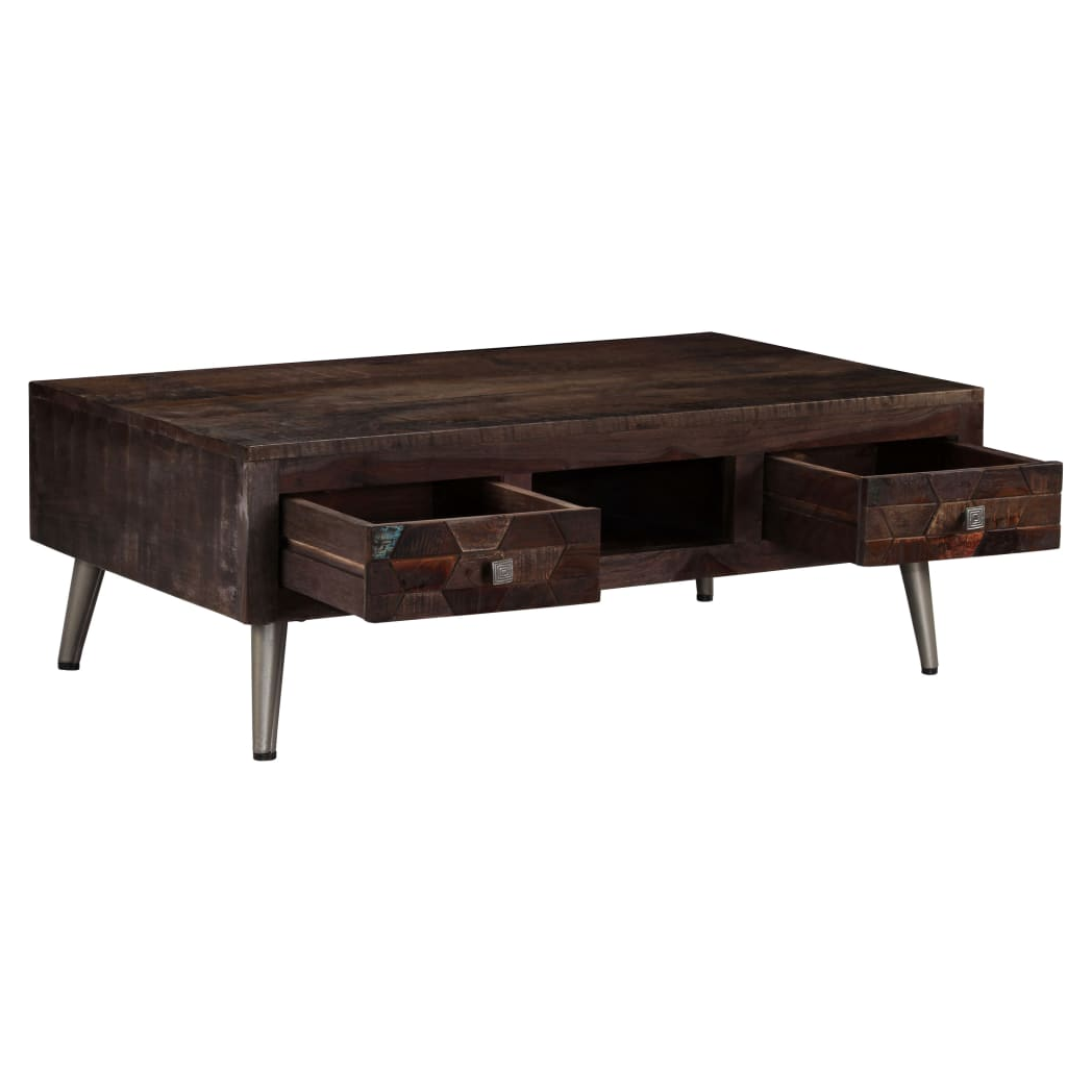 vidaXL VidaXL Coffee Table 100x60x35 Cm Solid Reclaimed Wood With Metal Legs For Living Room Decor - Coffee Table