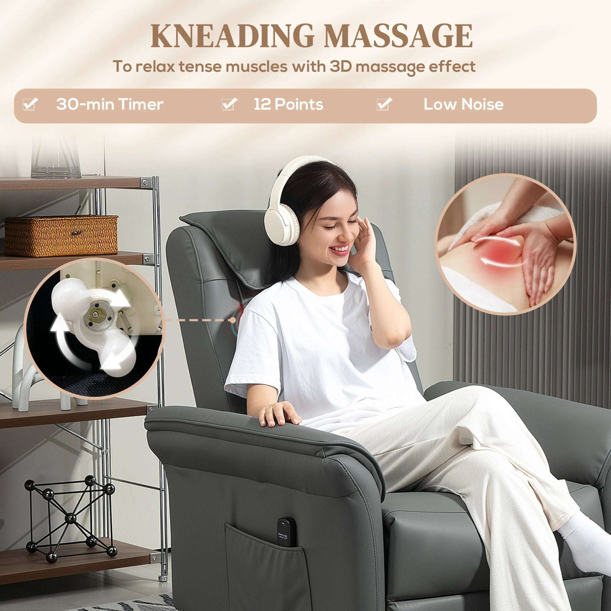 HOMCOM Kneading Massage Recliner Chair Breathable Leather Recliner Armchair by HOMCOM