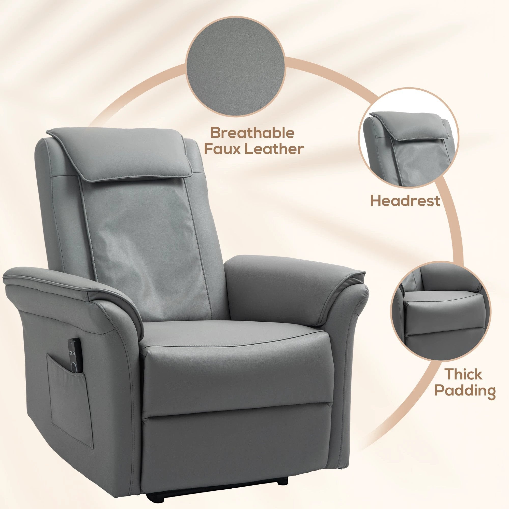 HOMCOM Kneading Massage Recliner Chair Breathable Leather Recliner Armchair by HOMCOM