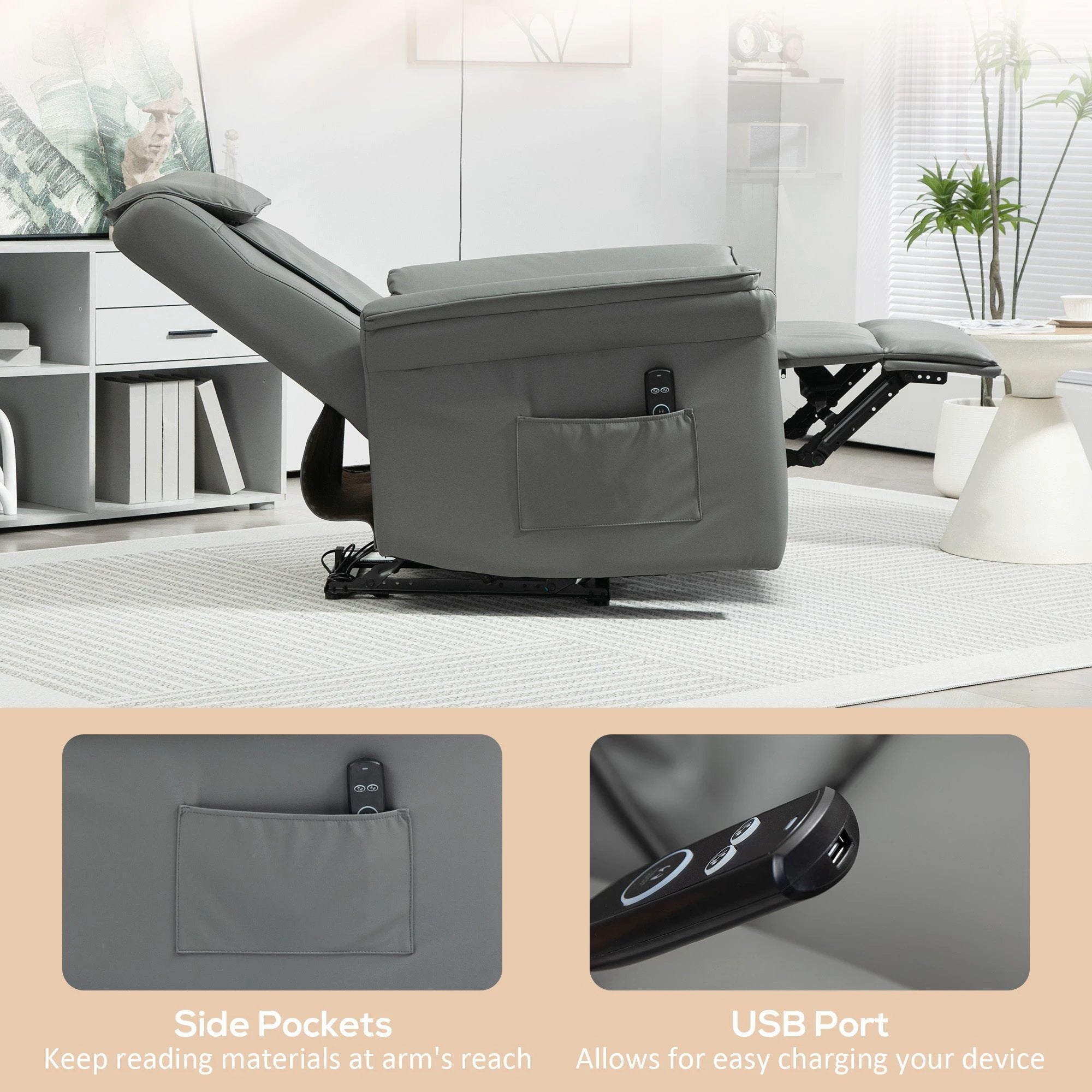 HOMCOM Kneading Massage Recliner Chair Breathable Leather Recliner Armchair by HOMCOM