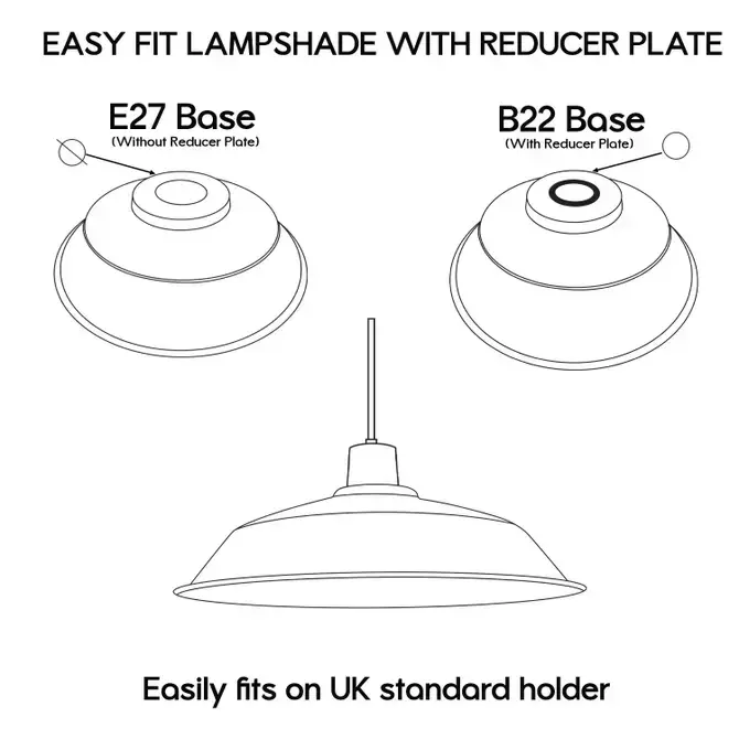 LEDSONE 3 Pack Burgundy Retro Vintage Lampshade Easy Fit E27/B22 Base Pendant Metal 36cm Lamp Light Shades - Pendant Lights