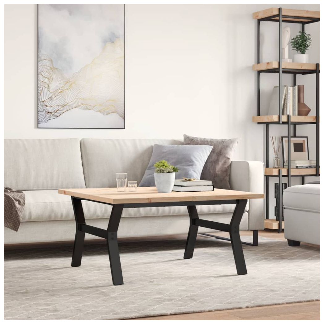 vidaXL vidaXL Coffee Table 90x90x45.5 Pine Cast Iron - Coffee Table