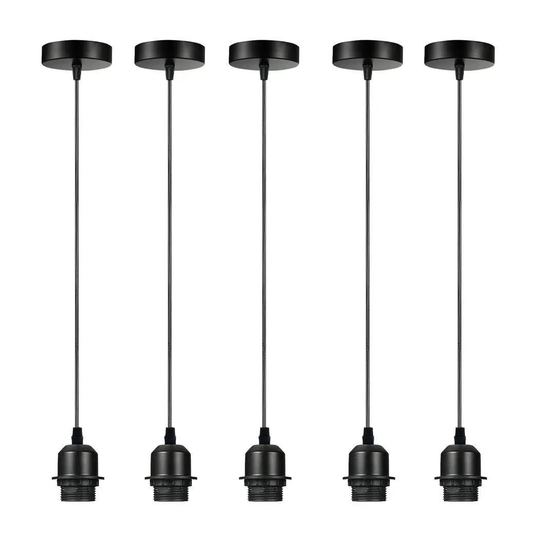 Un-branded 5 Pack Industrial Black Pendant Light, Lampshade Addable E27 Lamp Holder Light, - Pendant Lights
