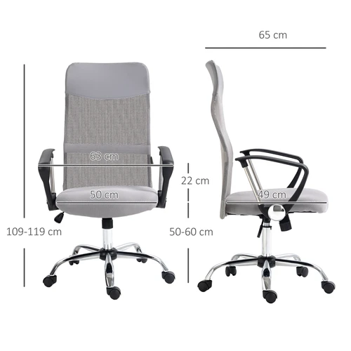 HOMCOM Executive Office Chair High Back Mesh Back Seat Desk Chairs, Light Grey by HOMCOM
