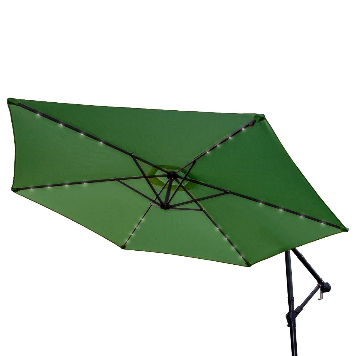 Green Cantilever Parasol 3m LED Fan Base Outdoor by Monster Shop