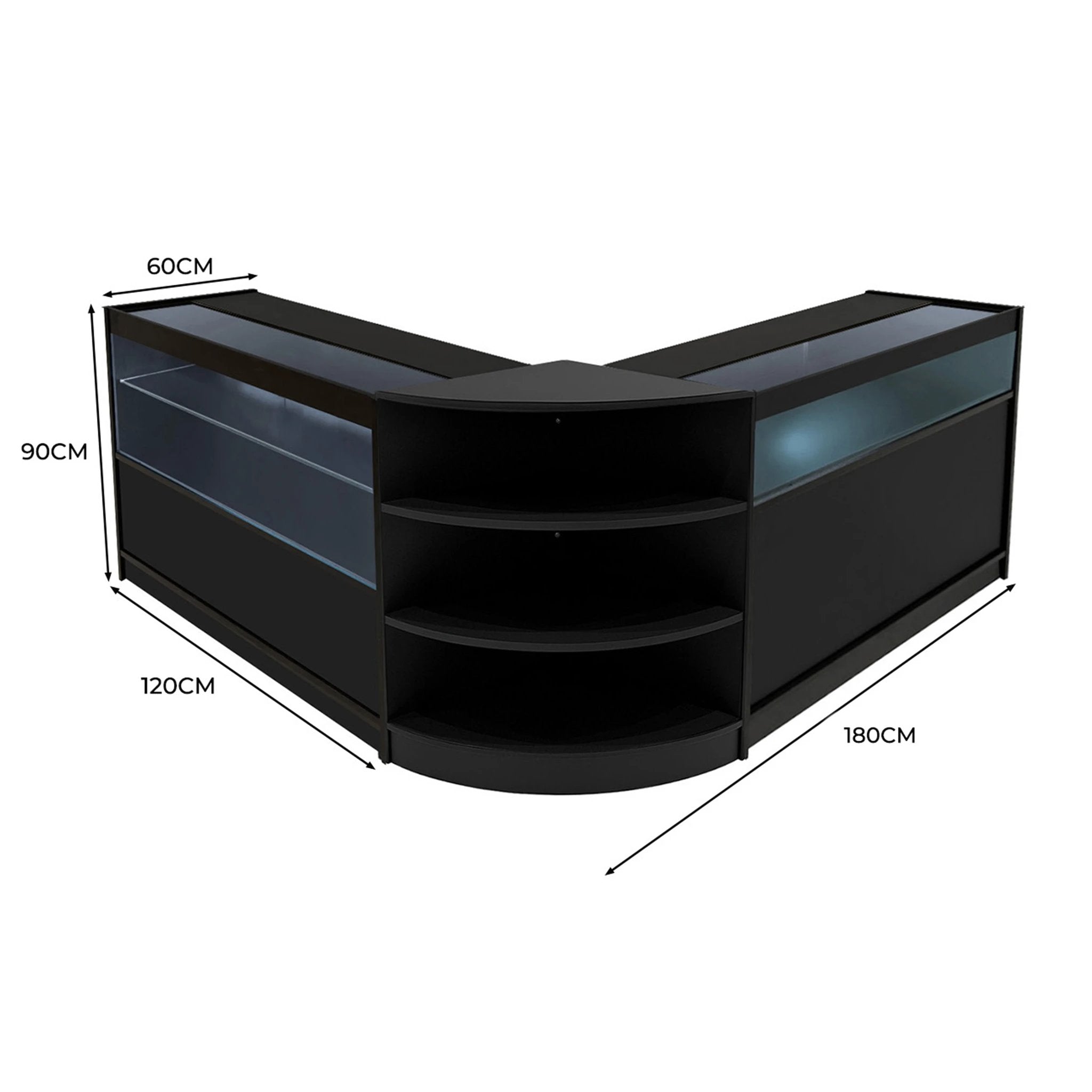 Harmonia LED Shop Counter Set B1200, C1200 & LM60 - Black by Monster Shop