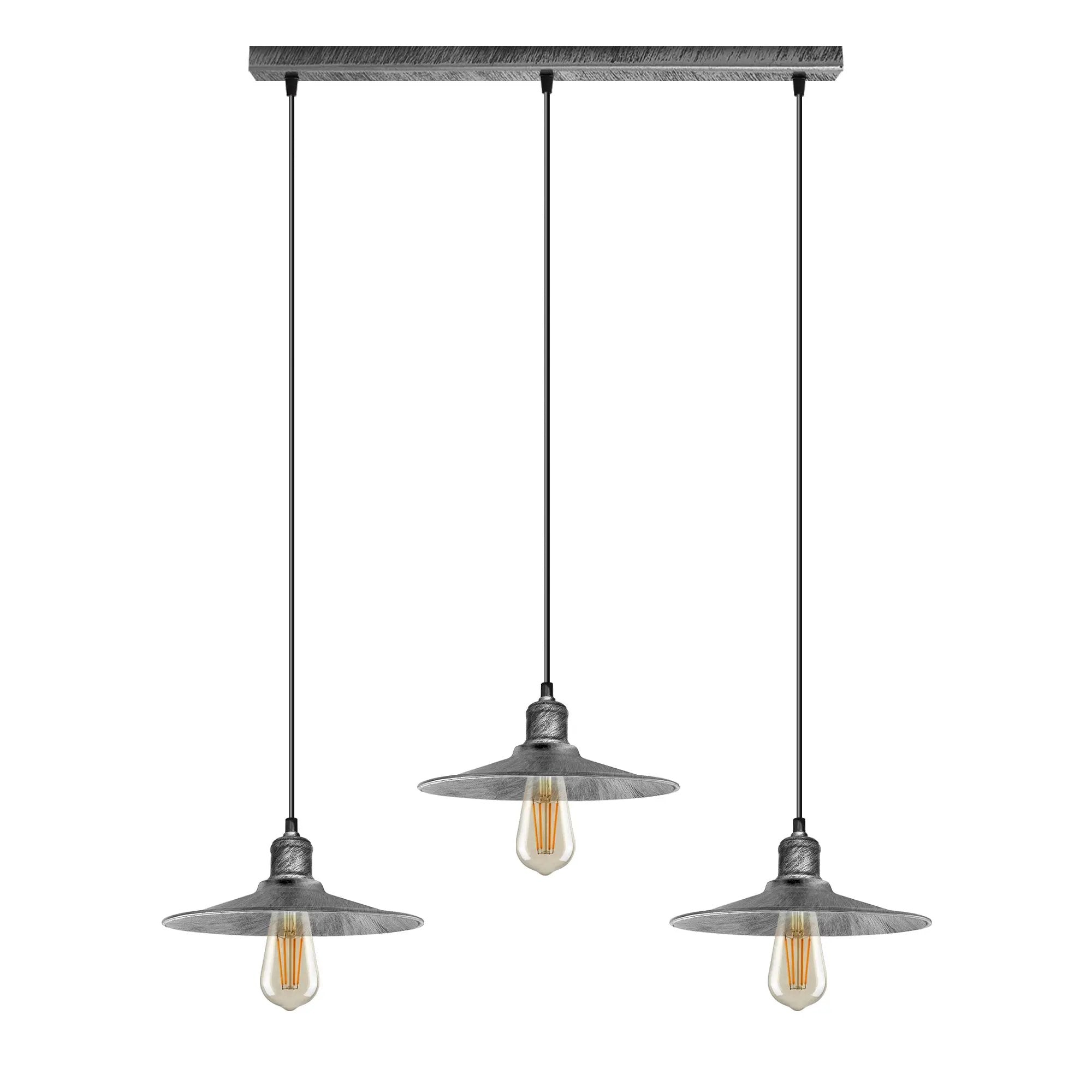 LEDSONE 3 Head Rectangle Base Vintage Ceiling Pendant Light Shade Hanging Lamp - Pendant Lights