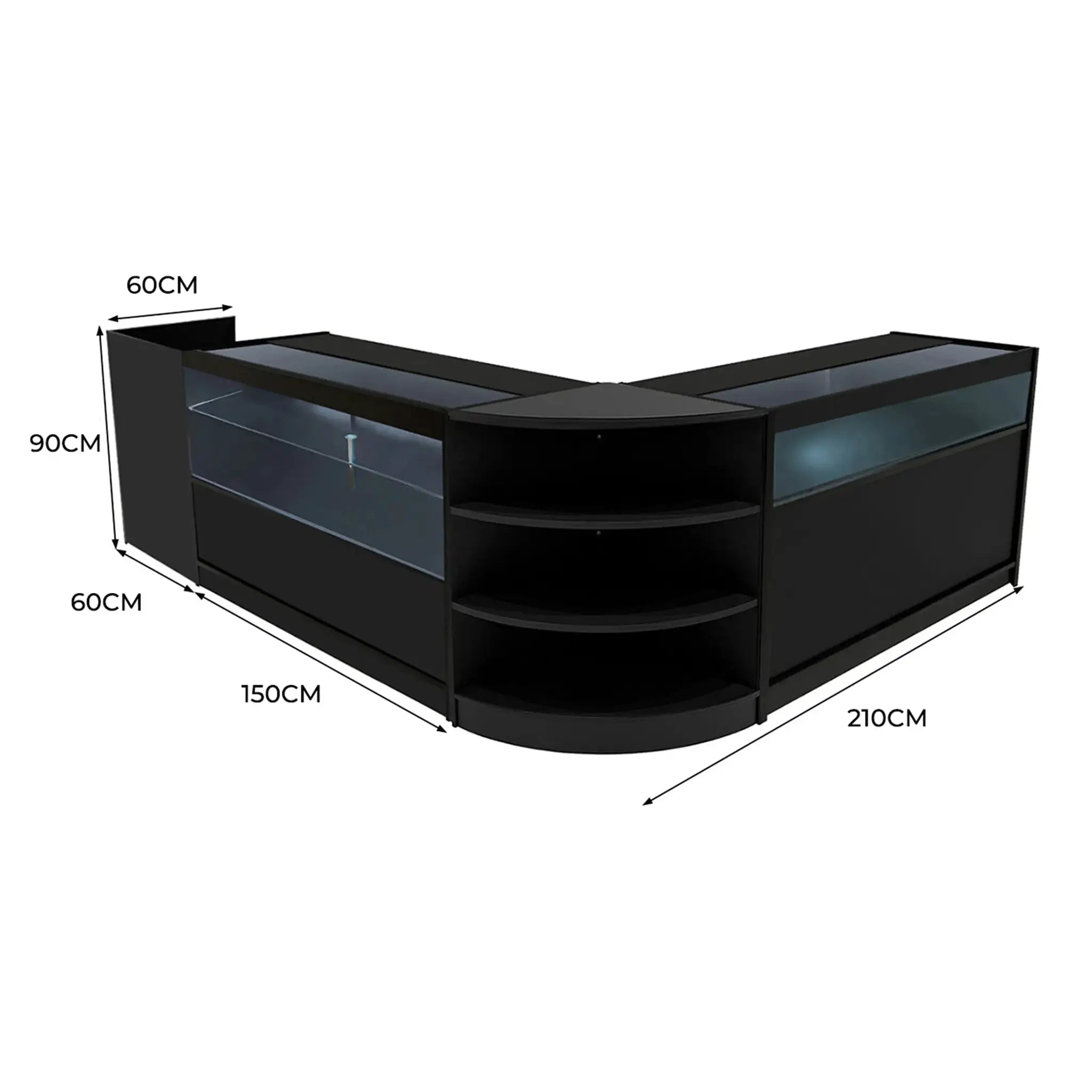 Monster Shop Europa LED Shop Counter Set B1500, C1500, TB60 & LM60 - Black -