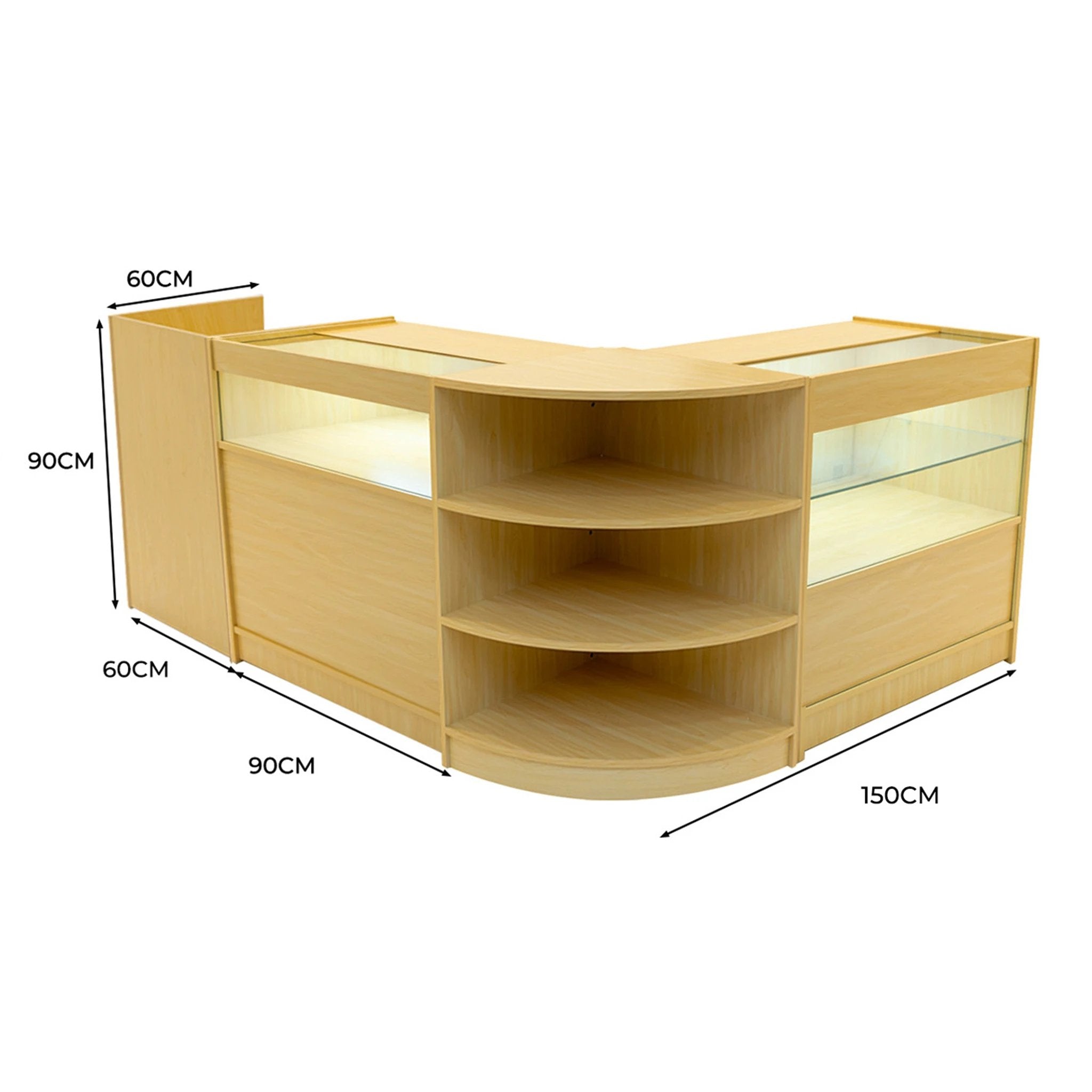 Europa LED Shop Counter Set B900, C900, TB60 & LM60 - Maple by Monster Shop