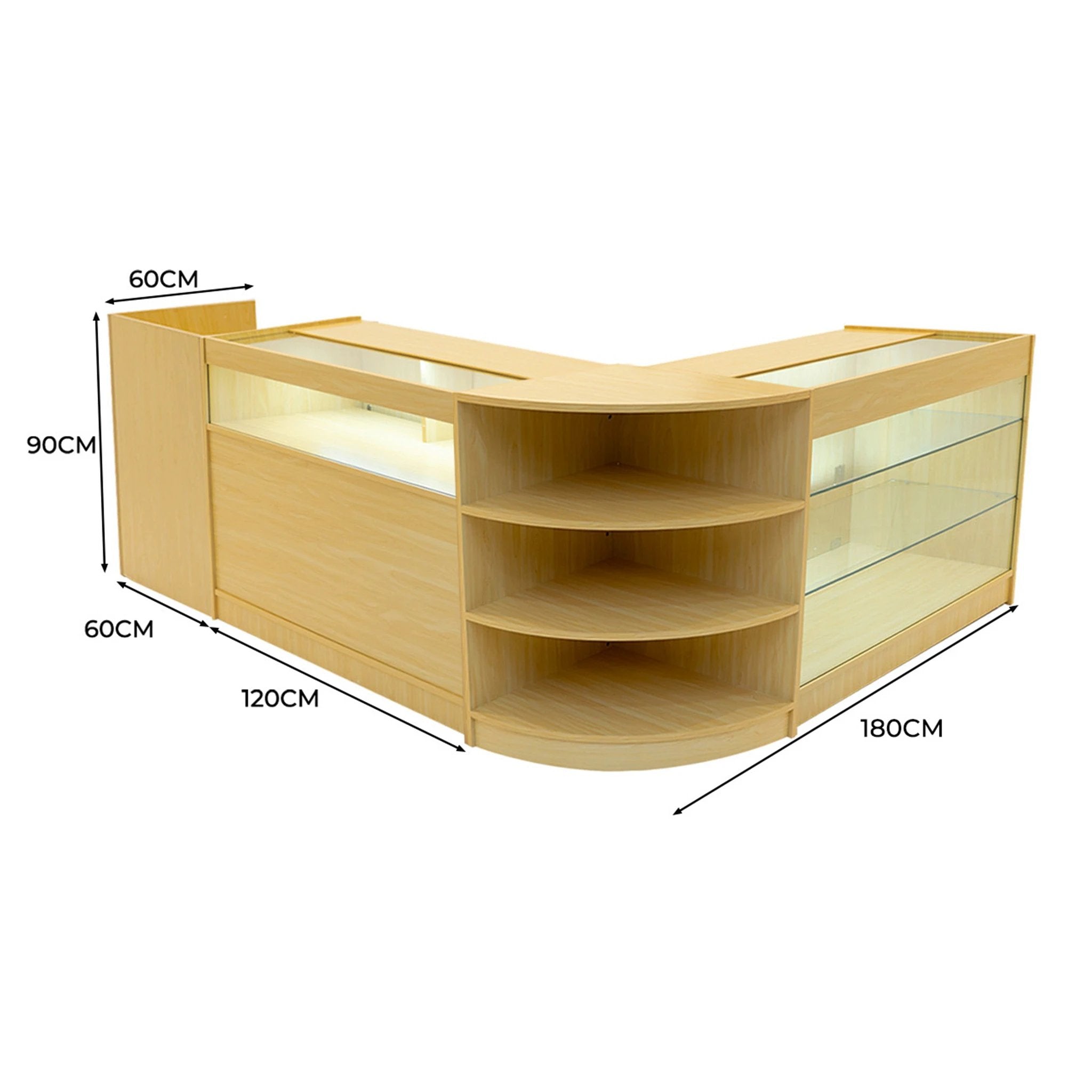Monster Shop Hyperion LED Shop Counter Set K1200, B1200, TB60 & LM60 - Maple -