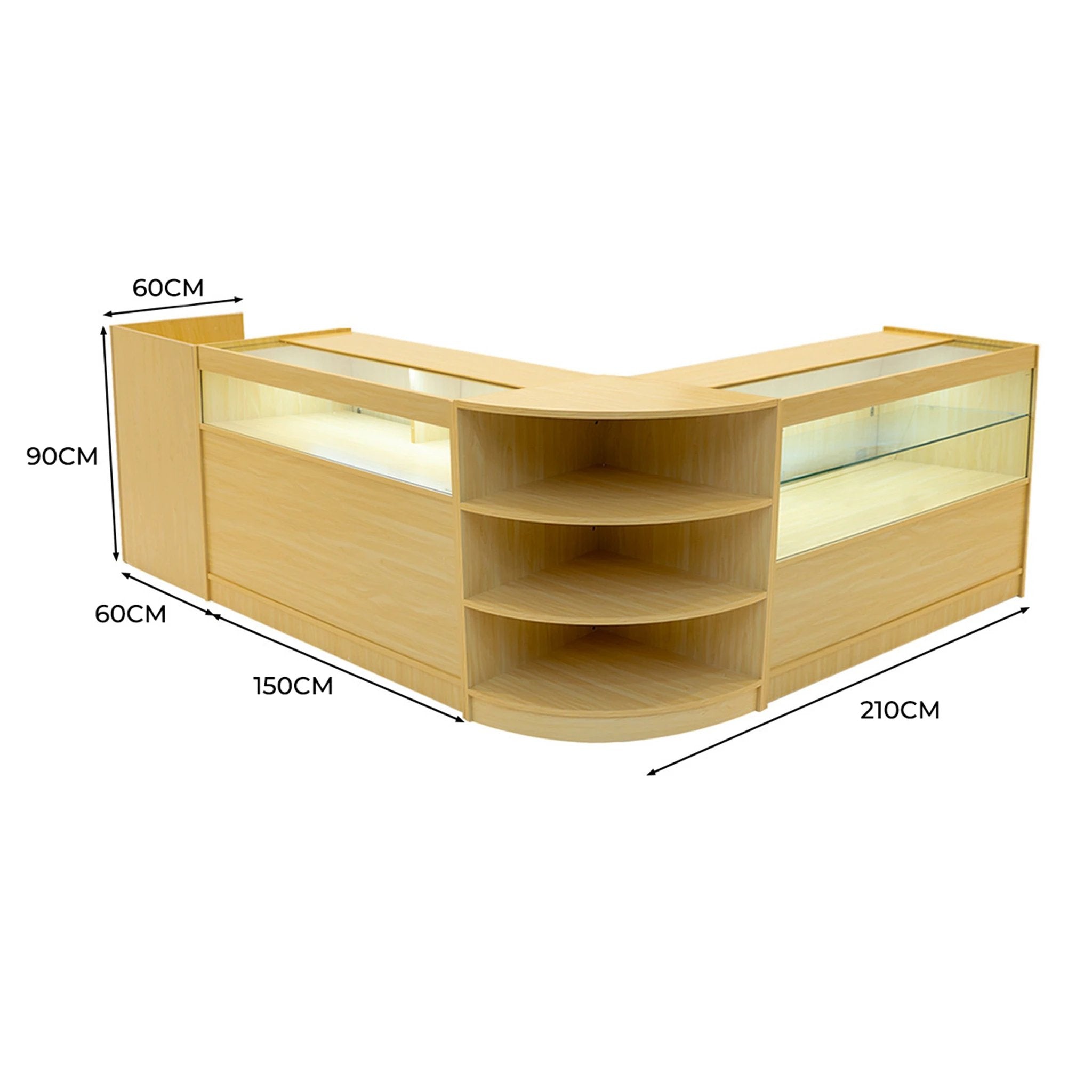 Monster Shop Europa LED Shop Counter Set B1500, C1500, TB60 & LM60 - Maple -