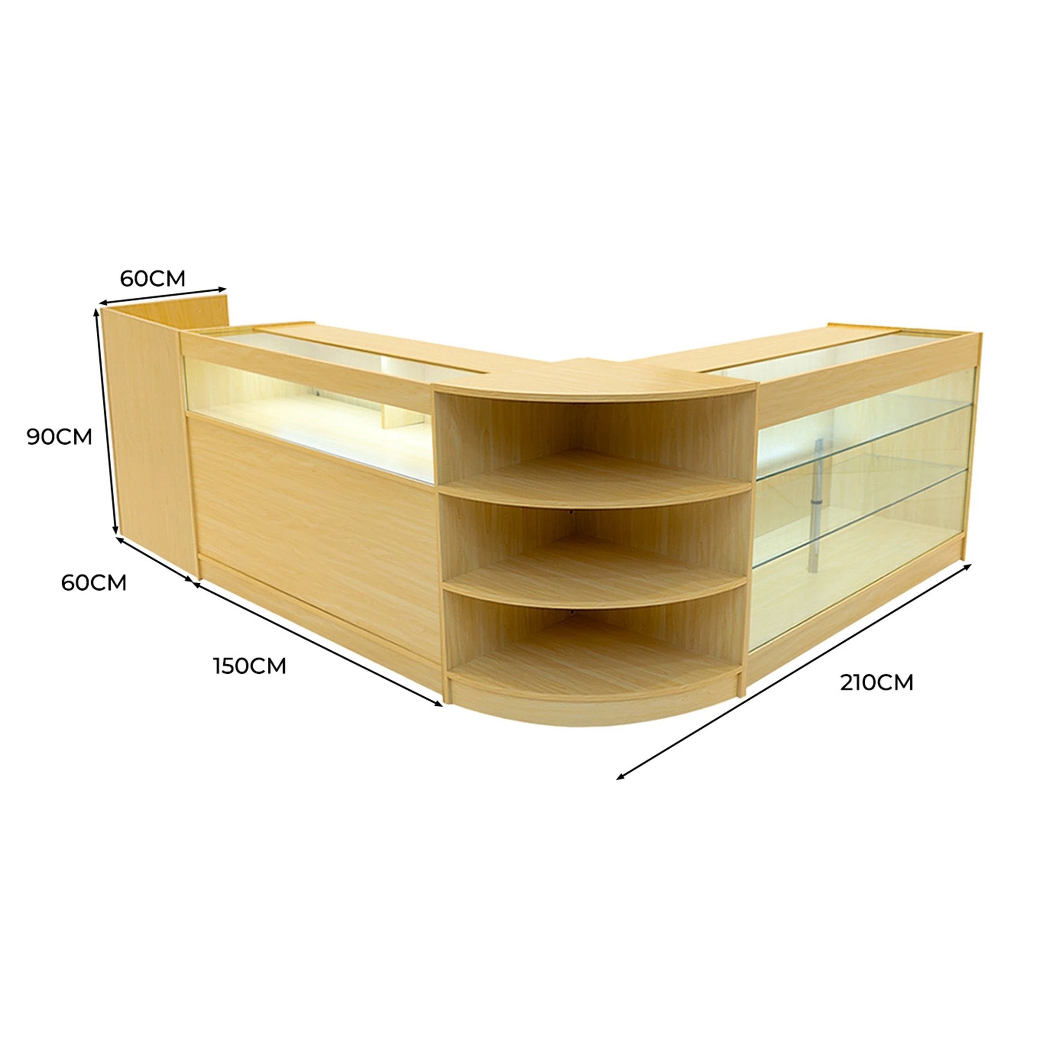 Monster Shop Hyperion LED Shop Counter Set K1500, B1500, TB60 & LM60 - Maple -