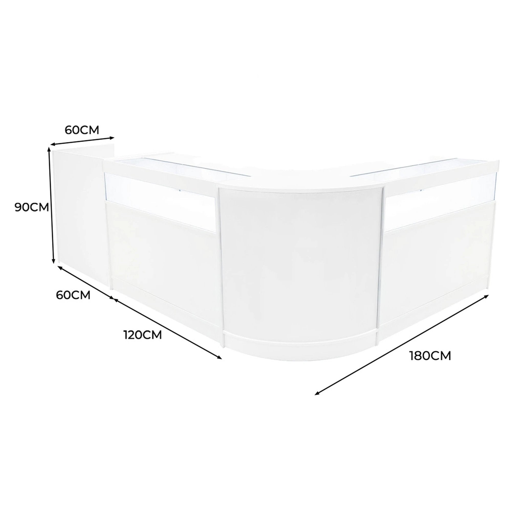 Luna LED Shop Counter Set CM60, TB60 & 2 x B1200 - White by Monster Shop