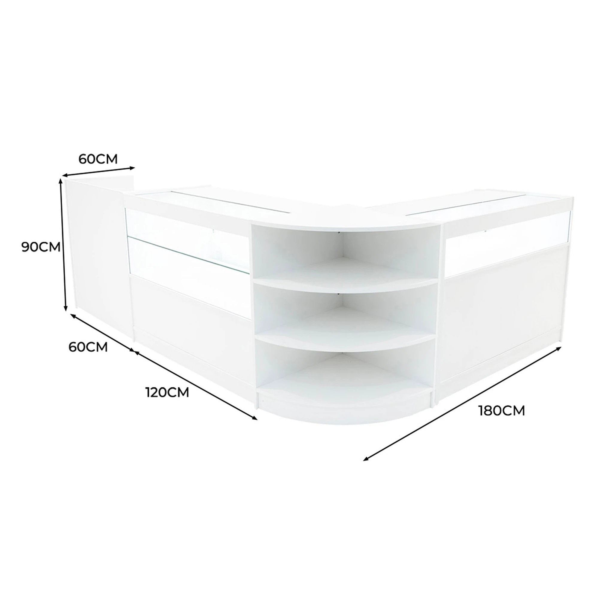 Monster Shop Europa LED Shop Counter Set B1200, C1200, TB60 & LM60 - White -