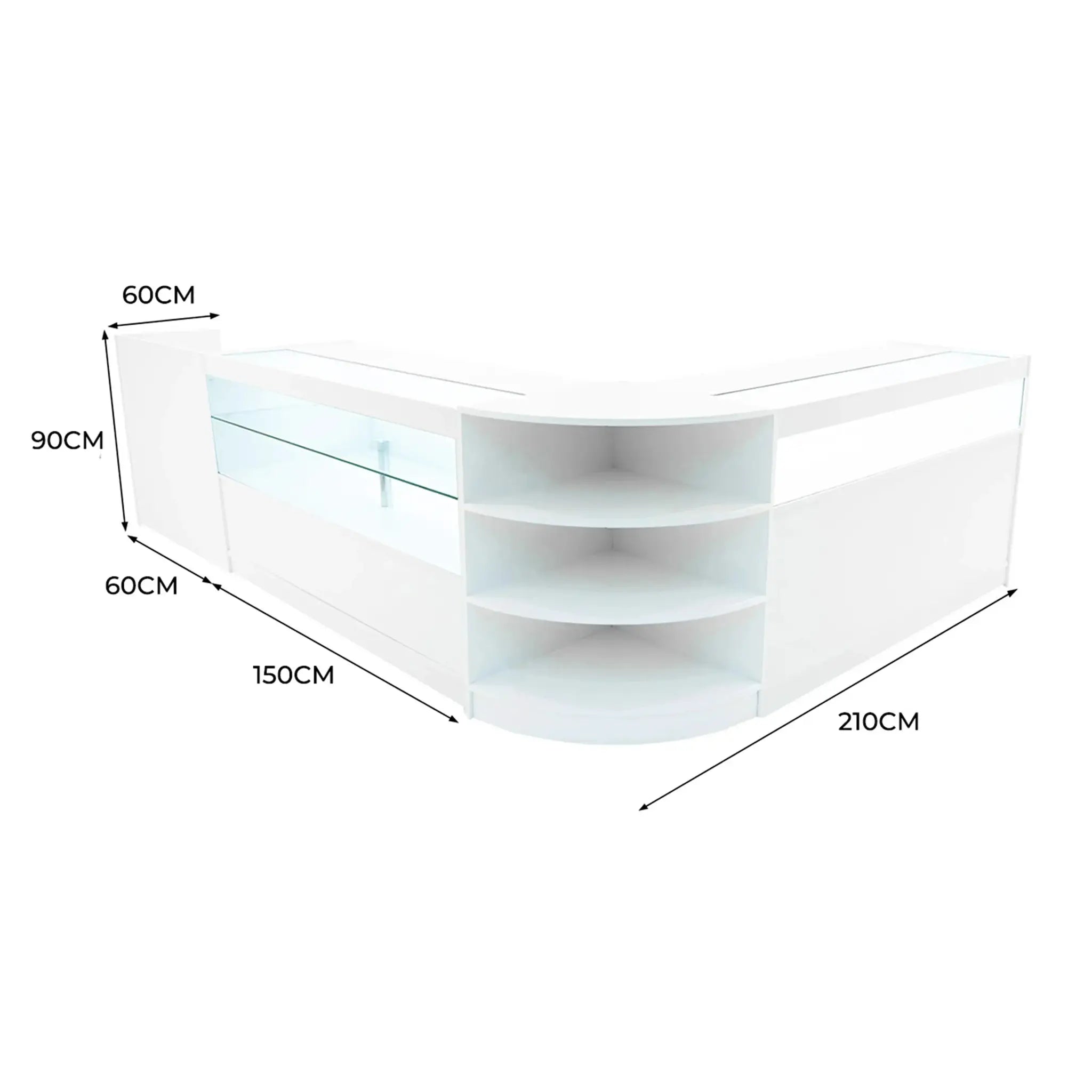 Monster Shop Europa LED Shop Counter Set B1500, C1500, TB60 & LM60 - White -
